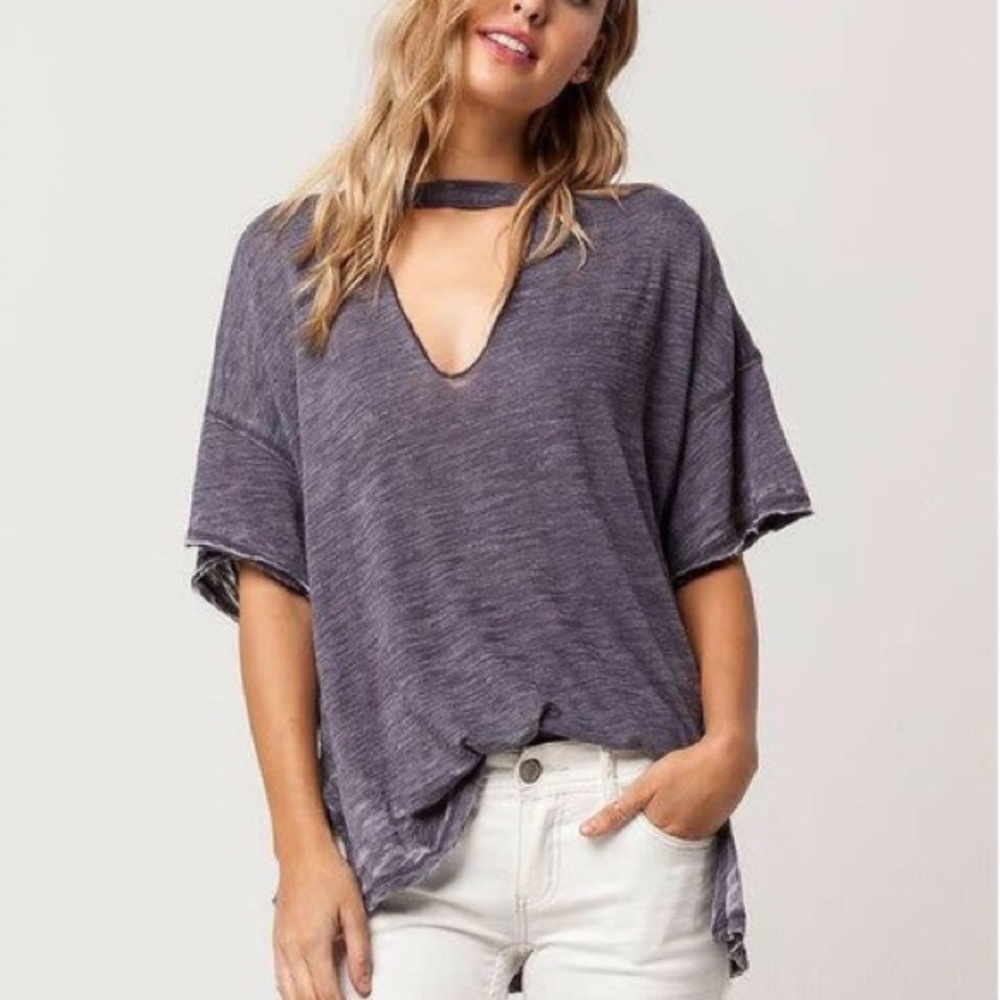 Free People Jordan Cut Out Tee Grey